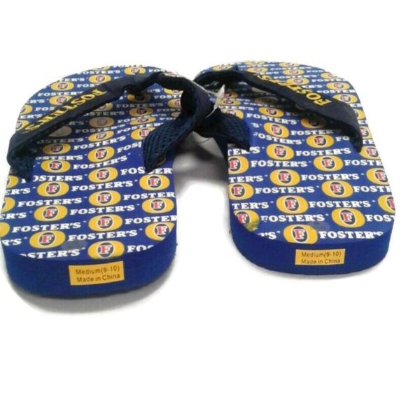 Fosters Medium 9-10 Logo Blue Flip Flops Rubber Sole Summer Footwear Men NEW - Picture 4 of 8